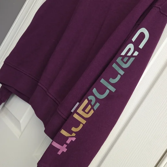 Carhartt Women's Purple Sweatshirt with Logo Sleeve - Picture 5 of 6